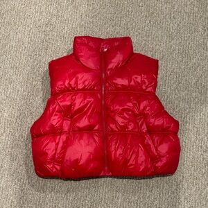 Divided Red Cropped Puffer Mini Vest